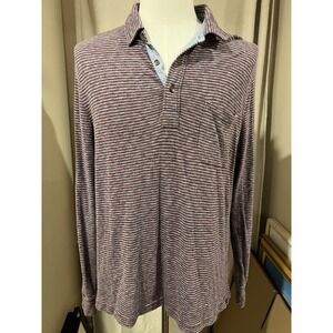 Faherty Men's Polo Shirt Large Organic‎ Cotton Striped